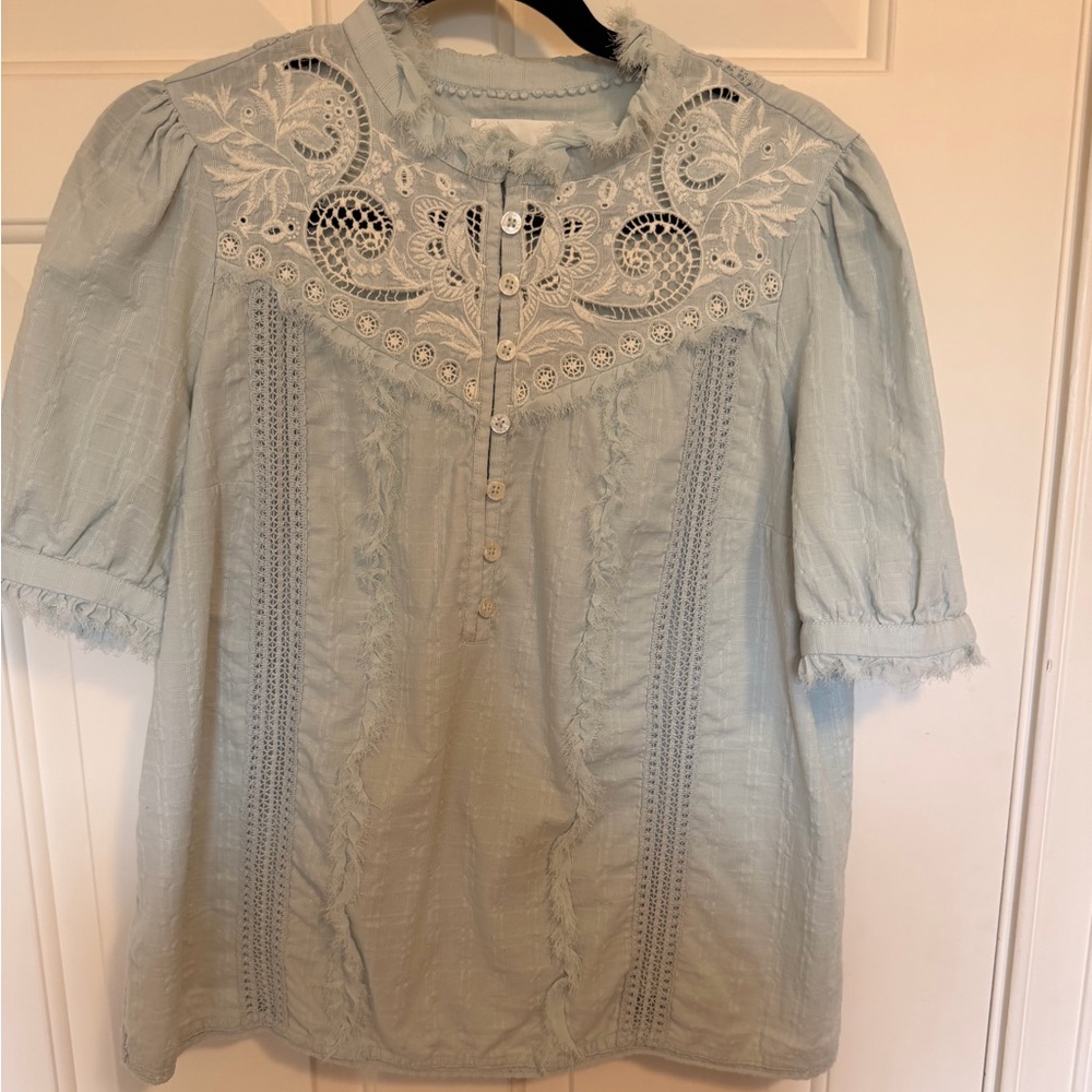 Vintage Embroidered Blue Women’s Top